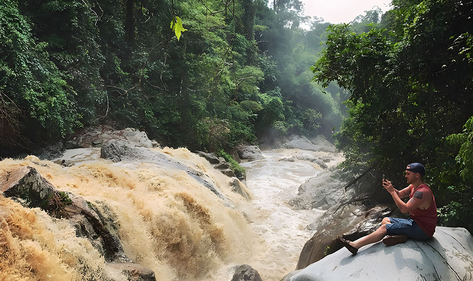 waterfall visit during UTV jungle buggy tour Koh Samui